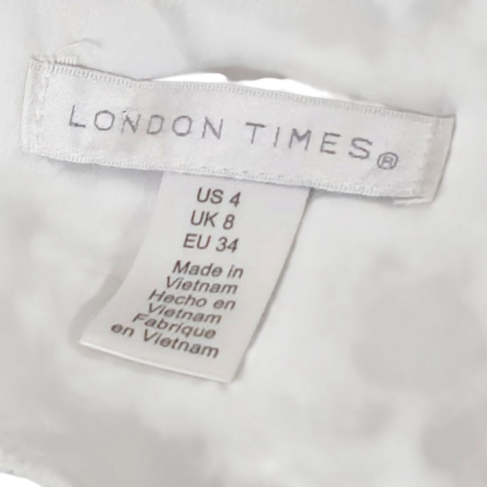 Women's London Times Dress Size 4 White Green Patterned Sleeveless - Picture 4 of 5